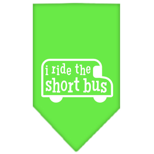 I ride the short bus Screen Print Bandana Lime Green Large